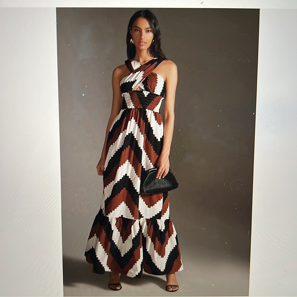 Anthropologie Plenty by Tracy Reese Printed Halter Maxi Dress Size M